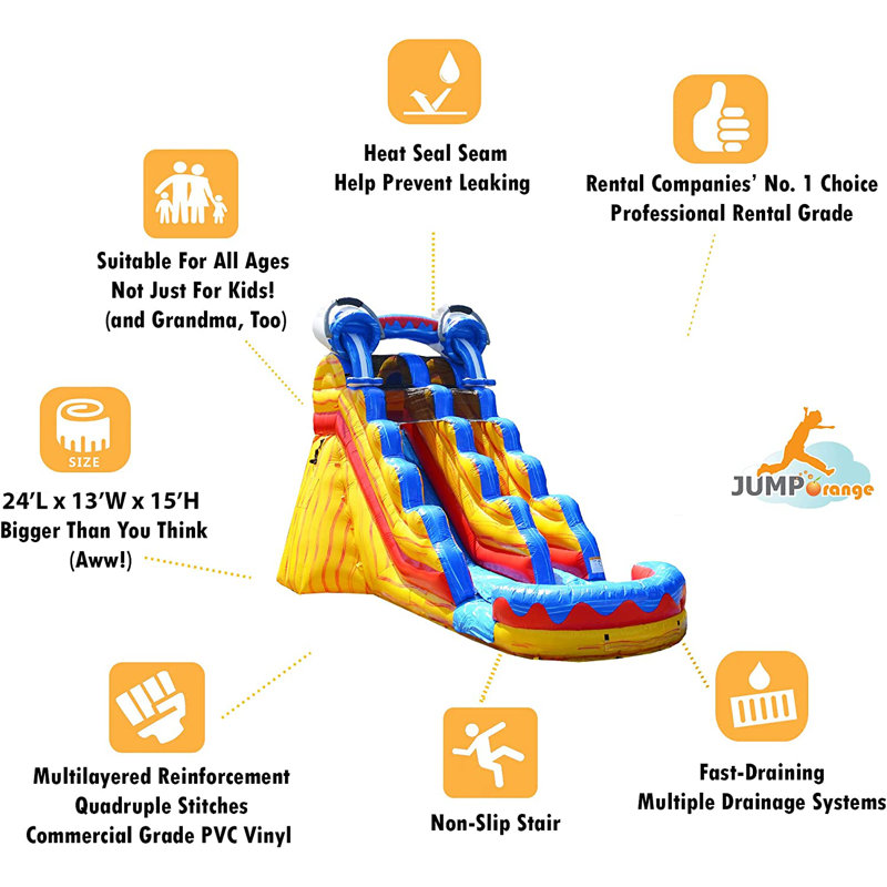 JumpOrange 17 FT Splash Commercial Grade Water Slide with Pool (with